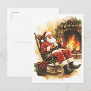 Cartão Postal Papai Noel de Natal Vintage Nostálgico