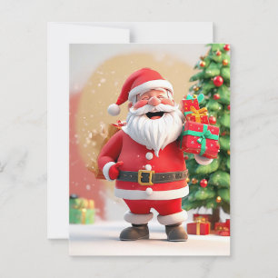 Cartão Postal Papai Noel do Natal segurando presente