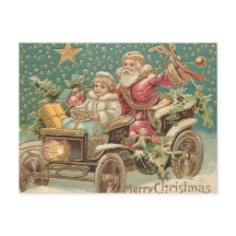 Papai Noel e Ajudante em Carro Antigo de Natal