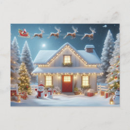 Cartão Postal Papai Noel e Rena