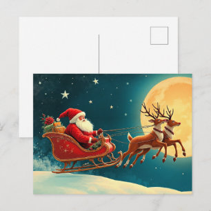 Cartão Postal Papai Noel em trenó