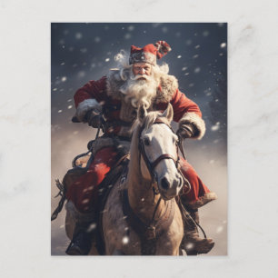 Cartão Postal Papai Noel em um Cavalo
