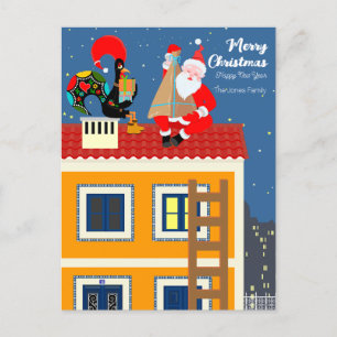 Cartão Postal Papai Noel encontra o galo português