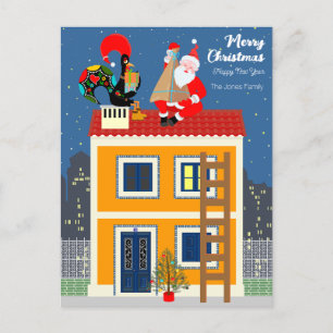Cartão Postal Papai Noel encontra o galo português