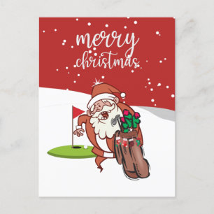 Cartão Postal Papai Noel engraçado presente de golfe para Feliz 