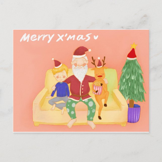 Cartão Postal Papai Noel está chegando em casa (Frente)