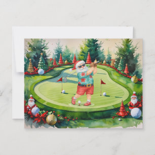 Cartão Postal Papai Noel está jogando golfe nas Férias de Natal