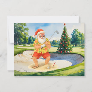 Cartão Postal Papai Noel está jogando golfe no Natal em julho