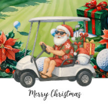 Papai Noel está jogando golfe no Natal em julho