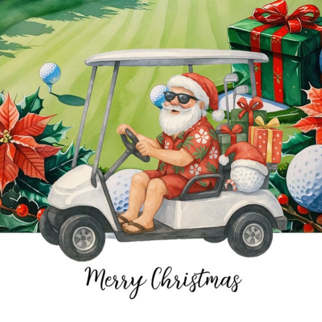 Cartão Postal Papai Noel está jogando golfe no Natal em julho  (Criador carregado)