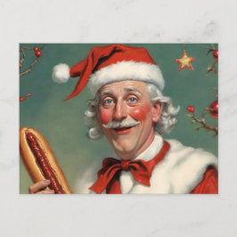 Cartão Postal Papai Noel estranho com cartão-postal de cachorro