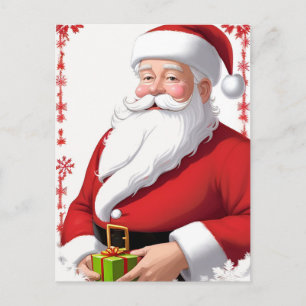 Cartão Postal Papai Noel Festivo com Árvore de Natal