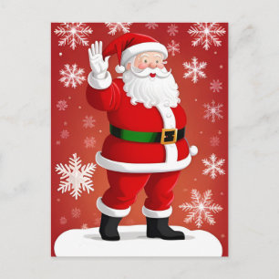 Cartão Postal Papai Noel Festivo com Árvore de Natal