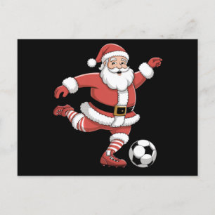 Cartão Postal Papai Noel joga futebol Natal esportes