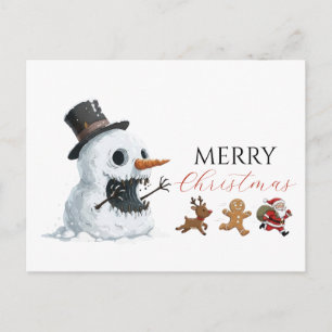 Cartão Postal Papai Noel Malvado Funny Natal em Aquarela
