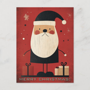 Cartão Postal Papai Noel Negro e Presentes de Natal