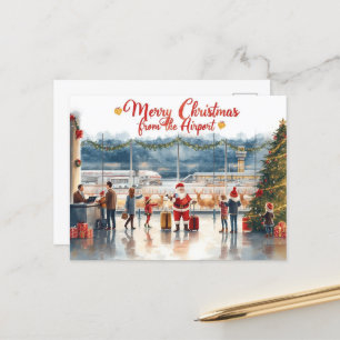 Cartão Postal Papai Noel no aeroporto