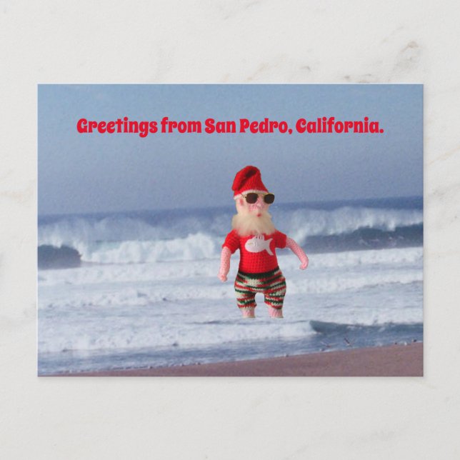 Cartão postal - Papai Noel no surf (Frente)