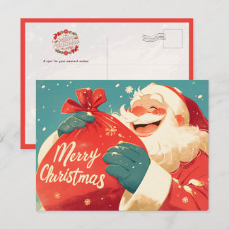 Cartão Postal Papai Noel Preparando Presentes de Natal