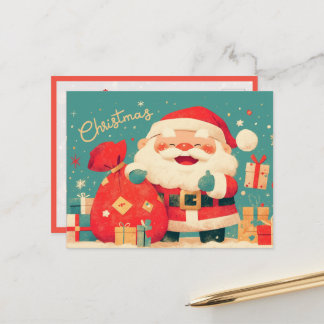 Cartão Postal Papai Noel Preparando Presentes de Natal