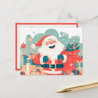 Cartão Postal Papai Noel Preparando Presentes de Natal