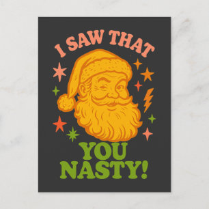 Cartão Postal Papai Noel Retrô Divertido Você é Safado Natal