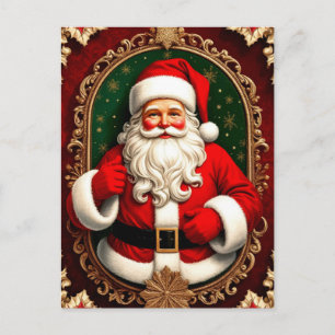 Cartão Postal Papai Noel Sentado ao Lado de Meias de Natal