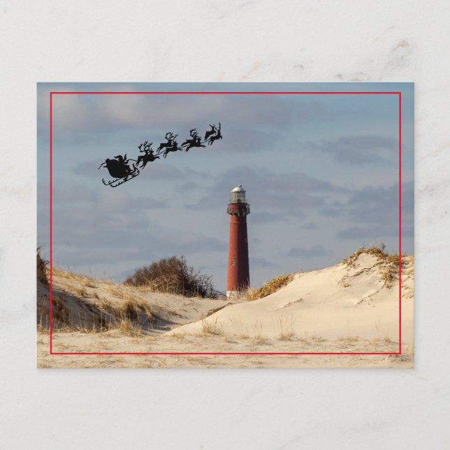 Cartão Postal Papai Noel sobre o Farol de Barnegat (Frente)