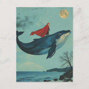 Cartão Postal Papai Noel Surrealista e a Baleia