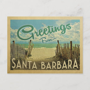 Cartão Postal Papais noeis Barbara Beach Viagens vintage