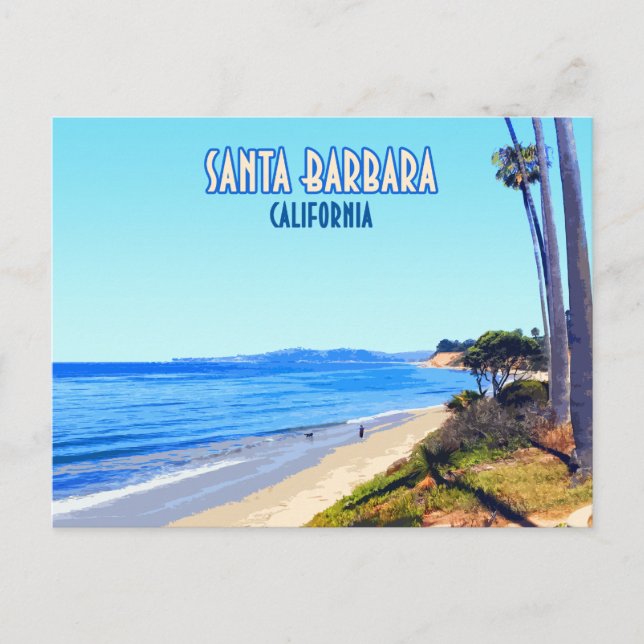 Cartão Postal Papais noeis Barbara California Butterfly Beach Mo (Frente)
