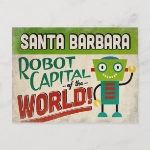 Cartão Postal Papais noeis Barbara California Robot - Engraçado