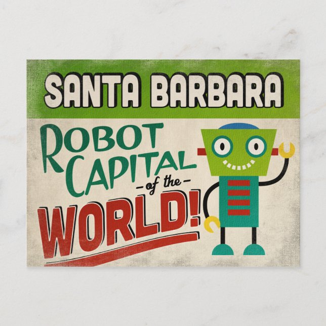 Cartão Postal Papais noeis Barbara California Robot - Engraçado (Frente)