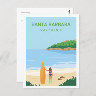 Cartão Postal Papais noeis Barbara California Viagem Place Ilust