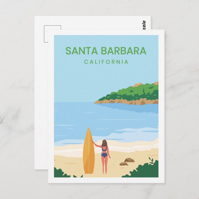 Cartão Postal Papais noeis Barbara California Viagem Place Ilust (Frente/Verso)