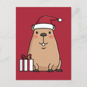 Cartão Postal Papais noeis Capybara Holiday