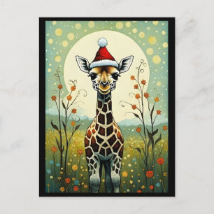Cartão Postal Papais noeis Coloridas da Flor Meadow Giraffe no N