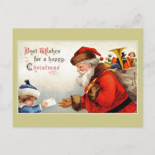 Cartão Postal Papais noeis com filhos e desejos de Natal