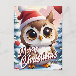 Cartão Postal Papais noeis Coruja Feliz Natal para mim Saudação