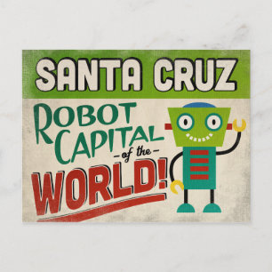 Cartão Postal Papais noeis Cruz California Robot - Funny Vintage