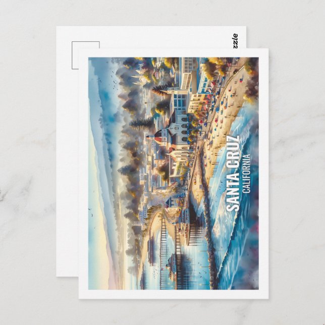 Cartão Postal Papais noeis Cruz California USA Cadeado Familiar (Frente/Verso)