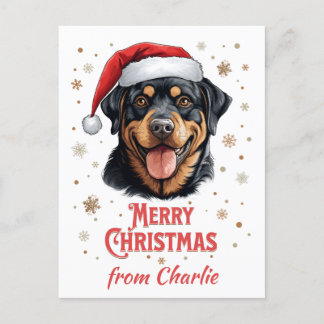 Cartão Postal Papais noeis de cães rottweiler personalizados Fel