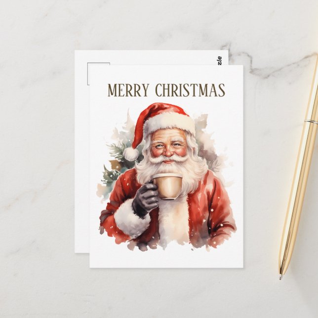 Cartão Postal papais noeis de café de Natal festivos adicionam t (Frente/Verso In Situ)