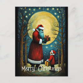 Cartão Postal Papais noeis De Lua Cheia Com Presente De Natal Pa