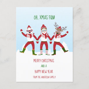Cartão Postal Papais noeis de Natal e amigos de mãos clássicas