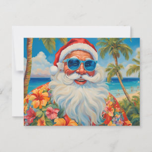 Cartão Postal Papais noeis de Natal Engraçado de Ilha Tropical