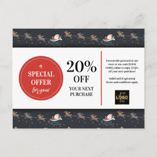 Cartão Postal Papais noeis de Natal Reindeon Desconto Personaliz