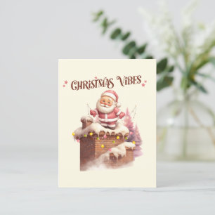 Cartão Postal Papais noeis de Natal Vibes Rosa