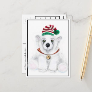 Cartão Postal Papais noeis de ursinho-branco com urso polar