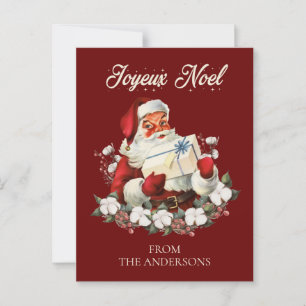 Cartão Postal Papais noeis de Vintage de Natal Vermelho para Joy